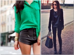 Leather shorts! My fave, and leather top. 